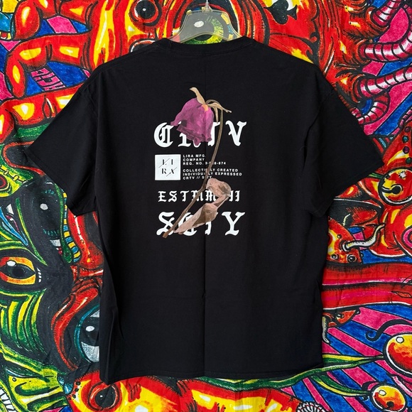 Lira Rose Graphic Tee – XL, 100% Cotton, Black, Good Used - Picture 1 of 5